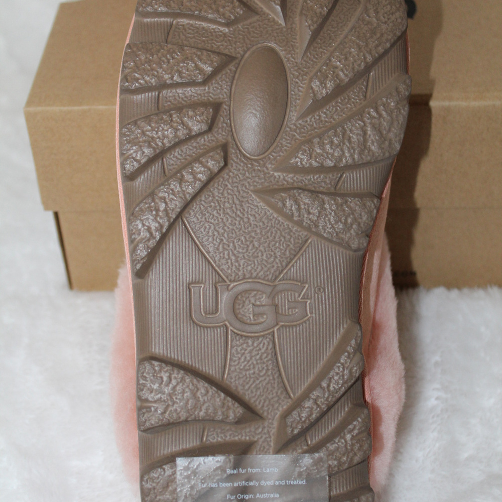 UGG COQUETTE PEACH PINK SUEDE SHEARLING SLIPPERS - Picture 4 of 7
